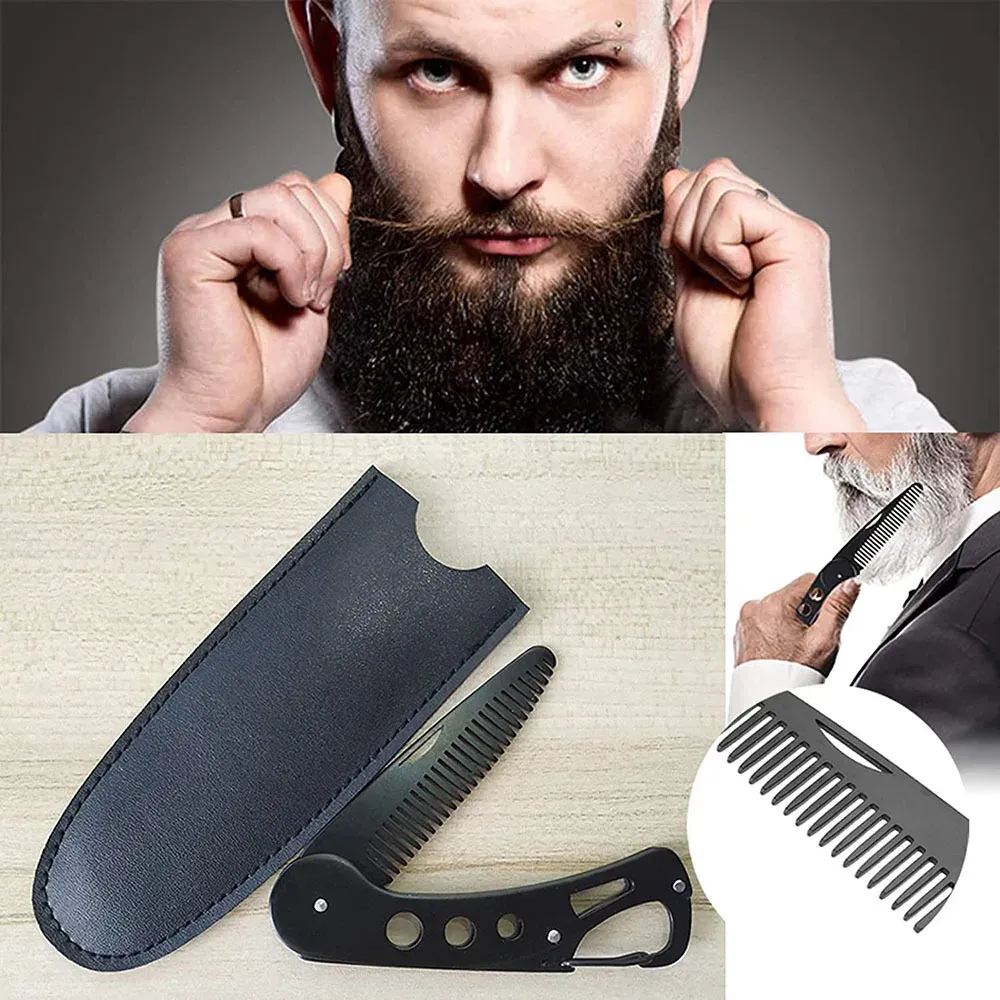 Stainless Steel Folding Comb Men Beard Styling Combs Anti Static Portable Mustache Comb Multifunctional Hairdressing Tools Stainless Steel Folding Comb Men Beard Styling Combs Anti Static Portable Mustache Comb Multifunctional Hairdressing Tools