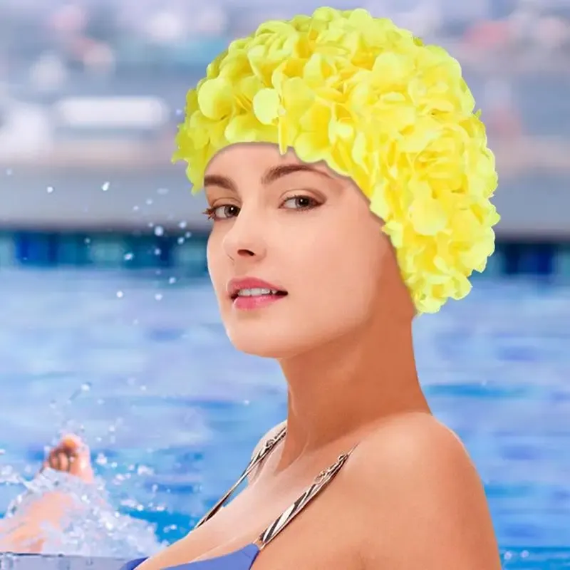 כובע רחצה לנשים בעיצוב פרחים – תמונה 3