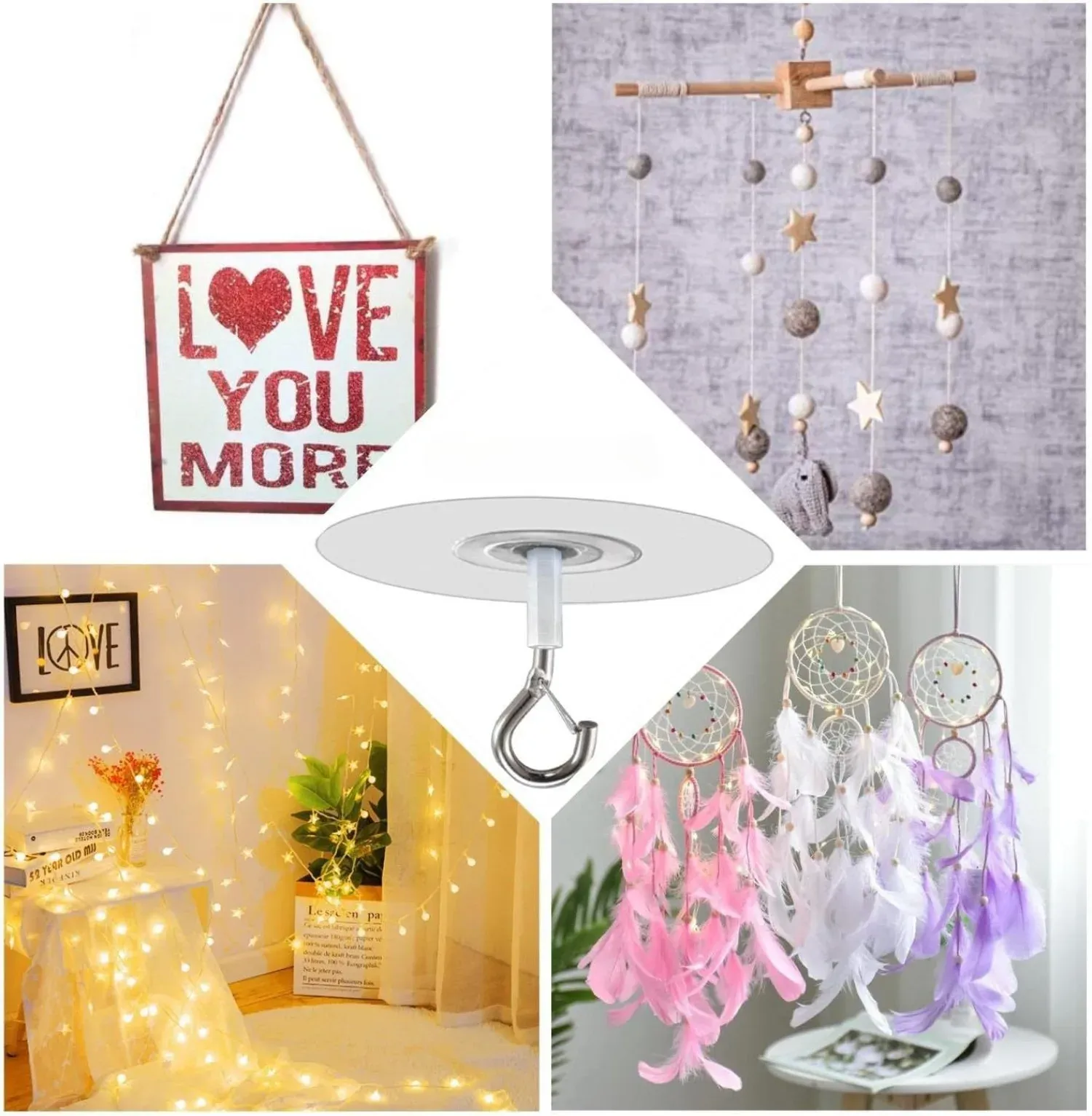 Stick Ceiling Hooks Heavy Duty Self-Adhesive Water Resistant Hooks for Ceiling Multifunctional Hooks for Balloons Wind Chimes Stick Ceiling Hooks Heavy Duty Self-Adhesive Water Resistant Hooks for Ceiling Multifunctional Hooks for Balloons Wind Chimes