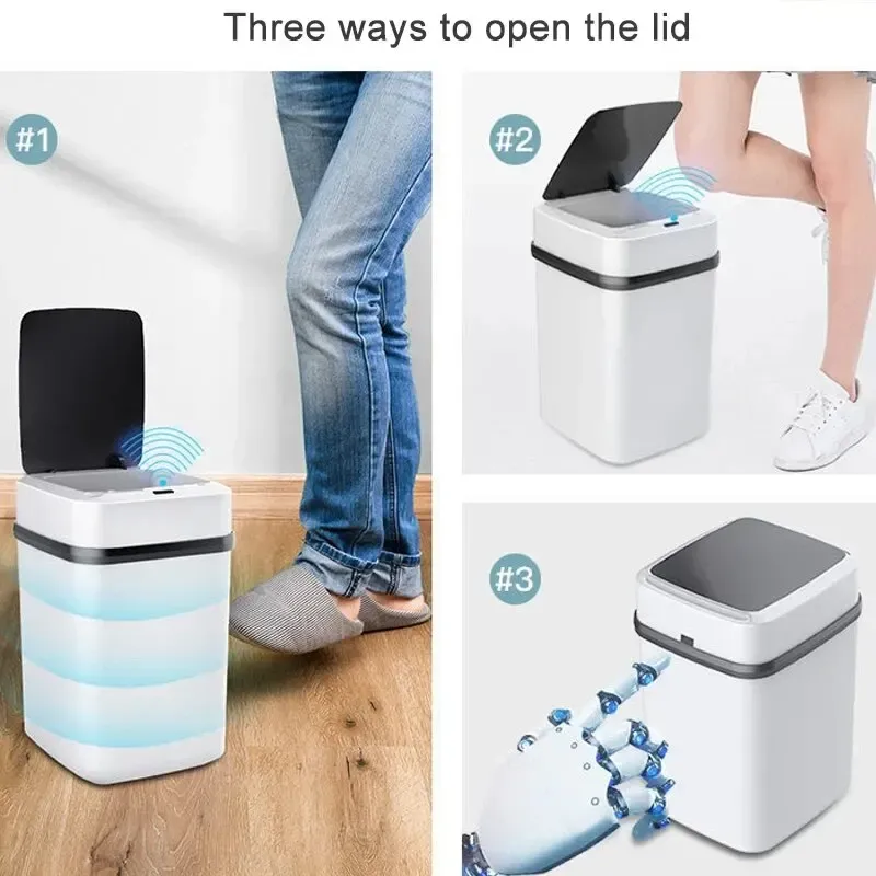 ⁦פח אשפה עם מנגנון פתיחה אוטומטי בנפח 13 ליטר⁩ – תמונה ⁦3⁩