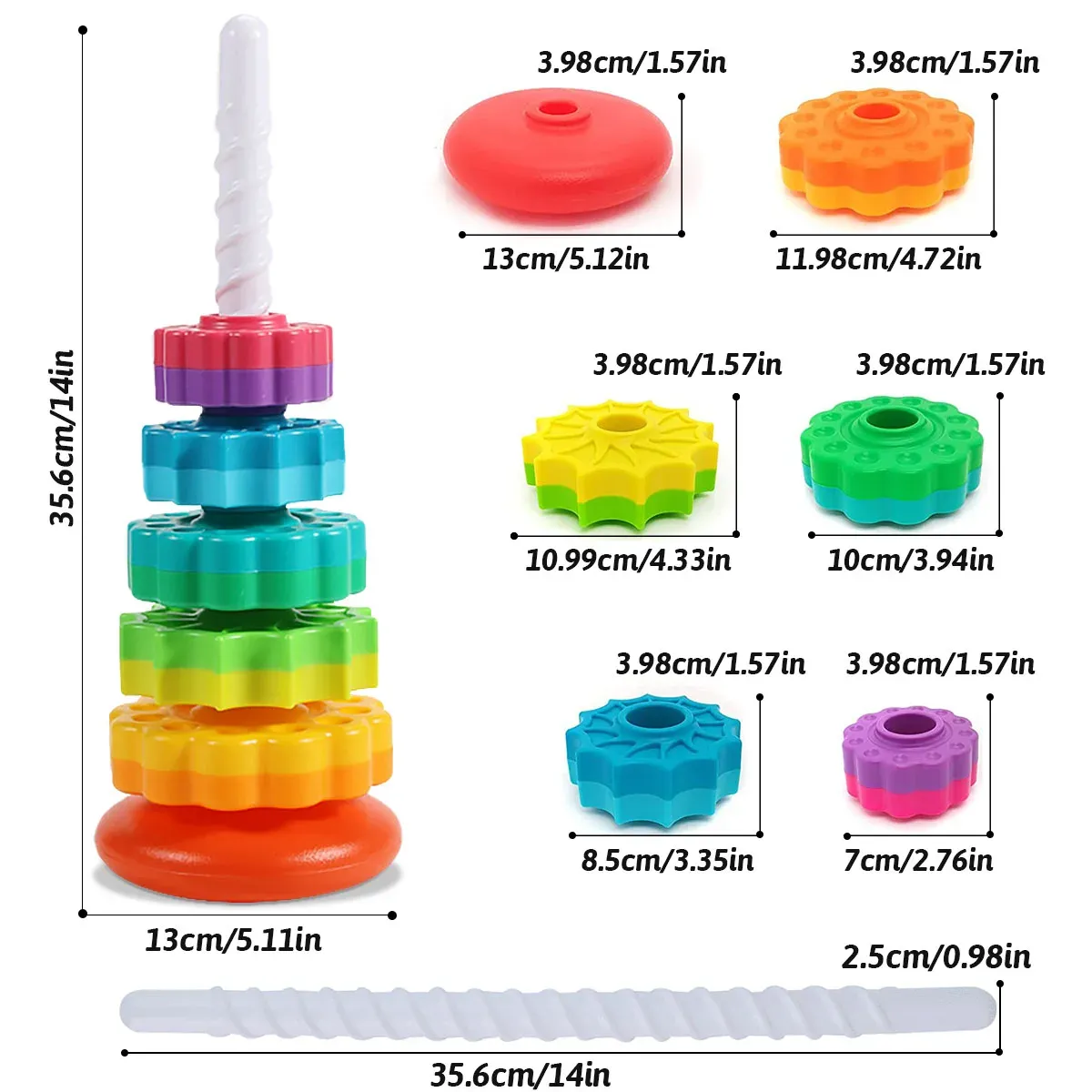 Montessori Rotating Rainbow Tower Baby Stacking Puzzle Toys Safety and Environmental Protection Colored Children's Toys Montessori Rotating Rainbow Tower Baby Stacking Puzzle Toys Safety and Environmental Protection Colored Children's Toys
