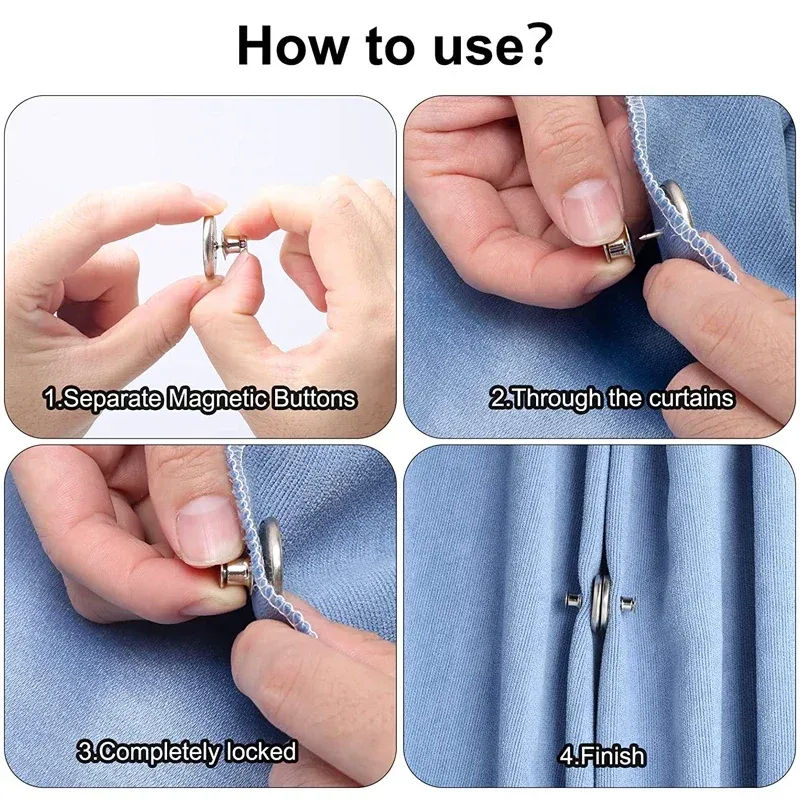 Curtain Magnetic Button Detachable Curtain Fix Fastener Clip Prevent Light Adjustment Window Screen Close Magnet Buckle Curtain Magnetic Button Detachable Curtain Fix Fastener Clip Prevent Light Adjustment Window Screen Close Magnet Buckle