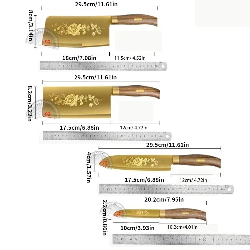 Luxury Gold Kitchen Knife Set Stainless Steel Blade with Golden Titanium Plating Chef Knife Set for Kitchen Luxury Gold Kitchen Knife Set Stainless Steel Blade with Golden Titanium Plating Chef Knife Set for Kitchen