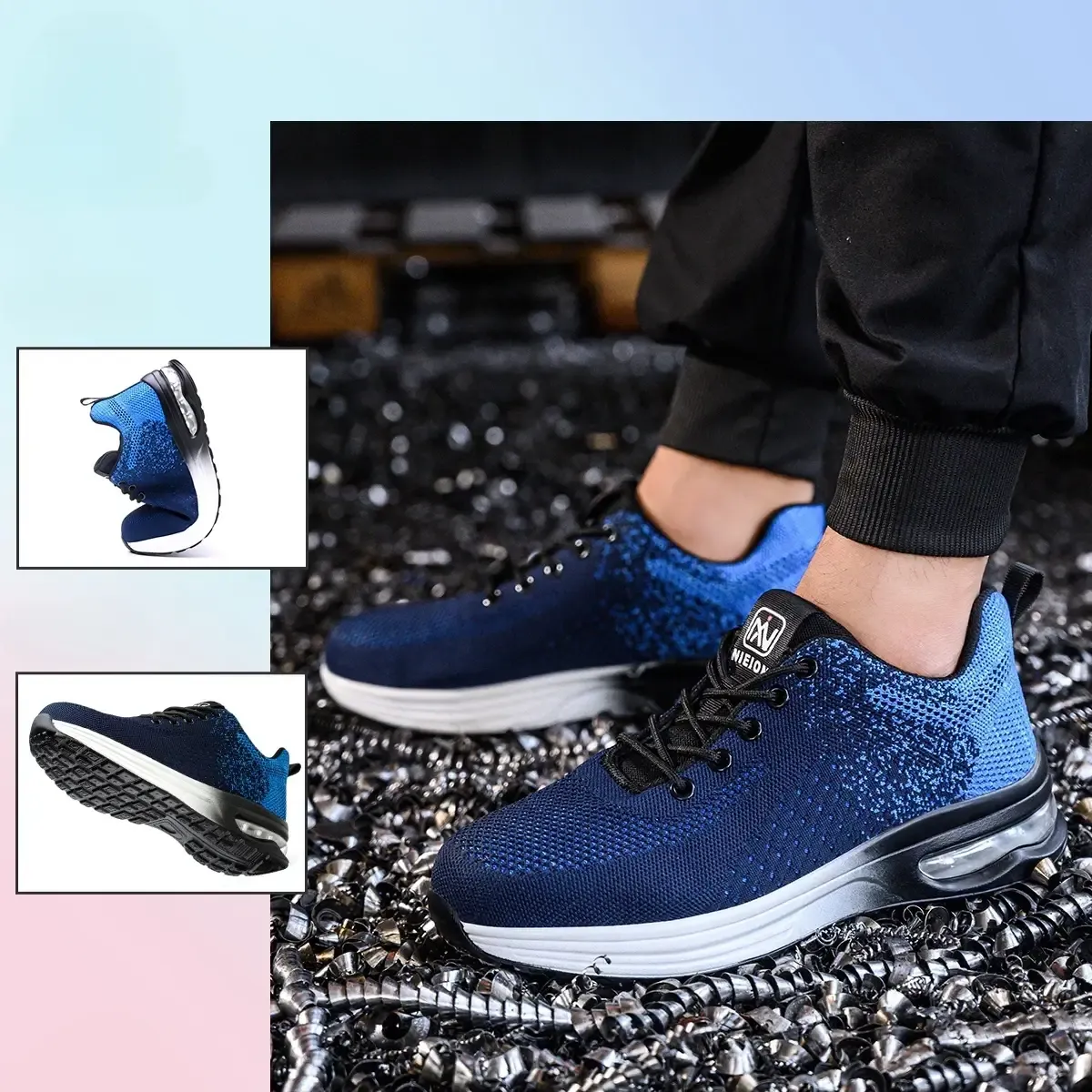 Air Cushion Work Safety Shoes For Men Women Breathable Work Sneakers Steel Toe Shoes Anti-puncture Safety Protective Shoe Air Cushion Work Safety Shoes For Men Women Breathable Work Sneakers Steel Toe Shoes Anti-puncture Safety Protective Shoe