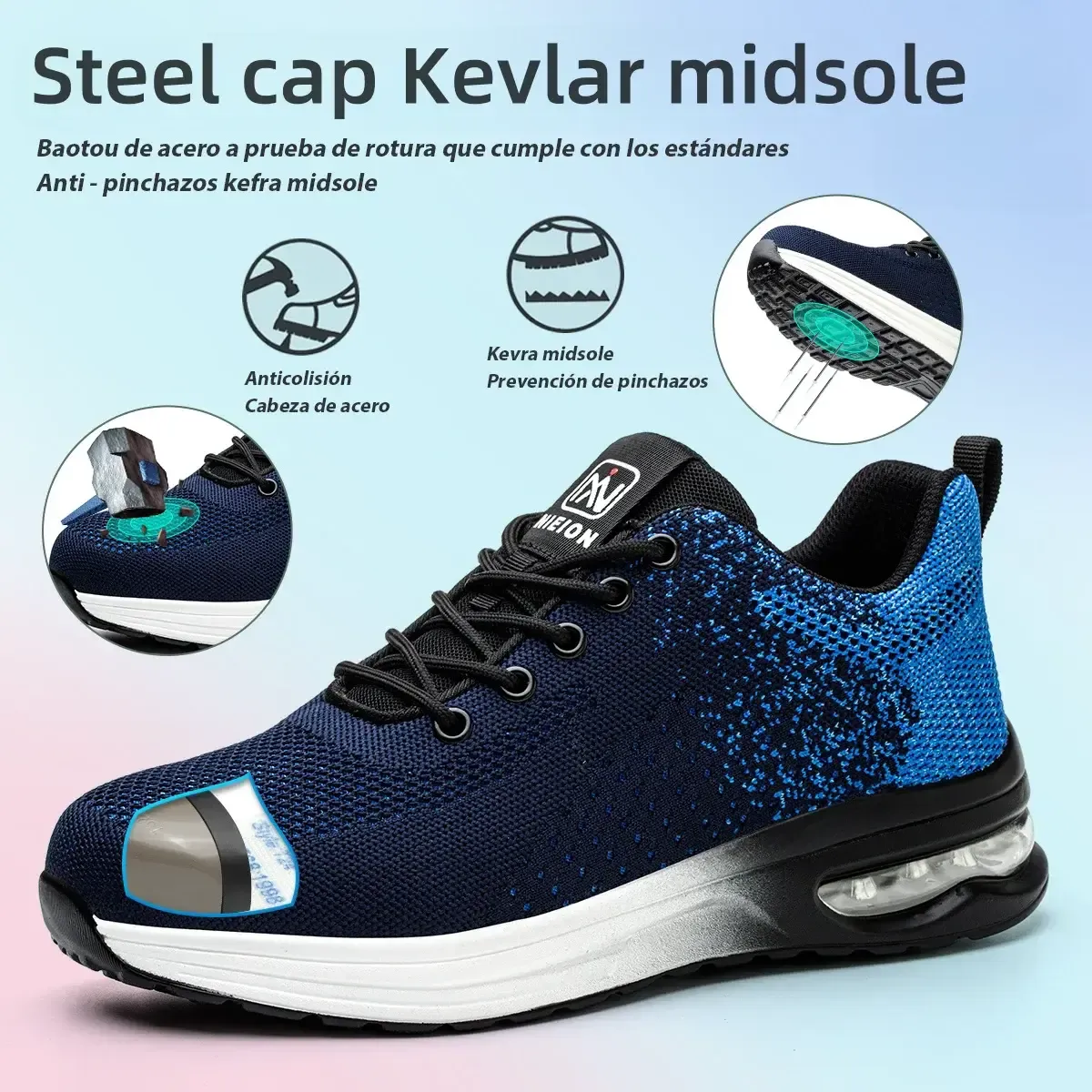 Air Cushion Work Safety Shoes For Men Women Breathable Work Sneakers Steel Toe Shoes Anti-puncture Safety Protective Shoe Air Cushion Work Safety Shoes For Men Women Breathable Work Sneakers Steel Toe Shoes Anti-puncture Safety Protective Shoe
