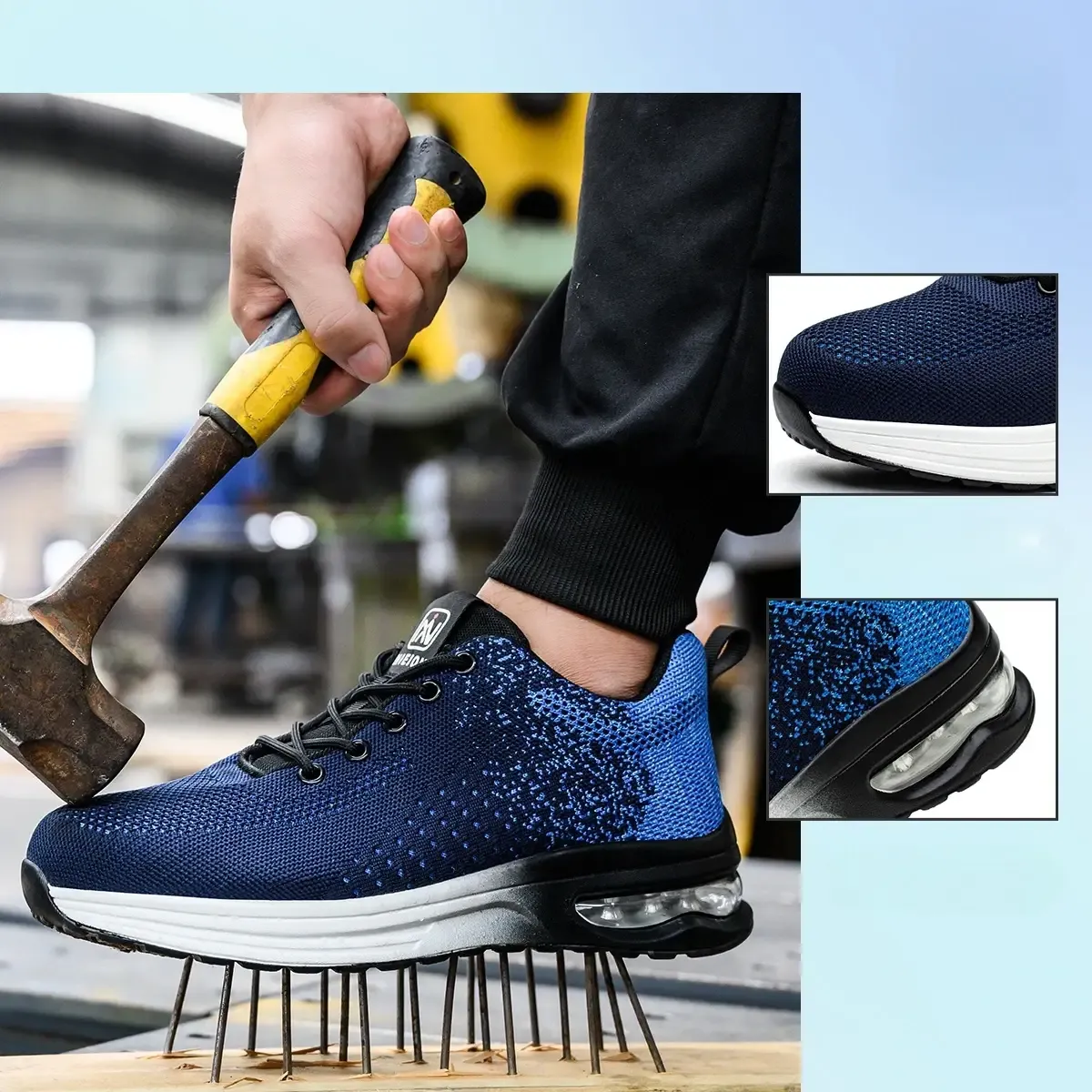 Air Cushion Work Safety Shoes For Men Women Breathable Work Sneakers Steel Toe Shoes Anti-puncture Safety Protective Shoe Air Cushion Work Safety Shoes For Men Women Breathable Work Sneakers Steel Toe Shoes Anti-puncture Safety Protective Shoe