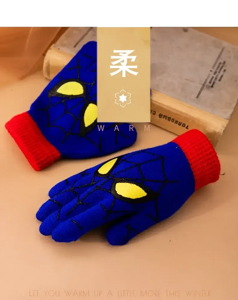 Diseny Spiderman Winter Children's Warm Gloves Marvel Anime Cartoon Knitted Gloves Cute Decoration Kids Christmas Gifts 5-10Y Diseny Spiderman Winter Children's Warm Gloves Marvel Anime Cartoon Knitted Gloves Cute Decoration Kids Christmas Gifts 5-10Y