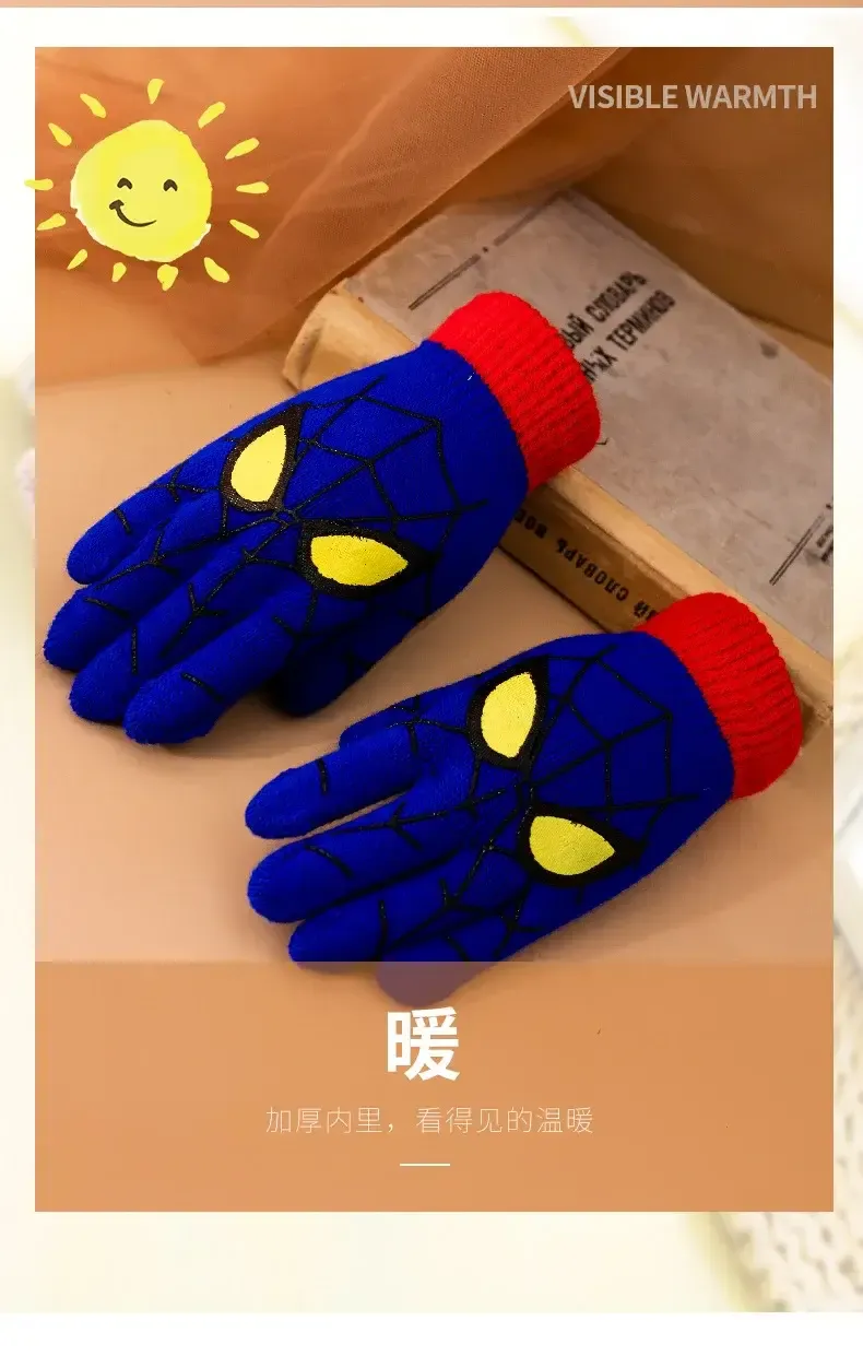 Diseny Spiderman Winter Children's Warm Gloves Marvel Anime Cartoon Knitted Gloves Cute Decoration Kids Christmas Gifts 5-10Y Diseny Spiderman Winter Children's Warm Gloves Marvel Anime Cartoon Knitted Gloves Cute Decoration Kids Christmas Gifts 5-10Y