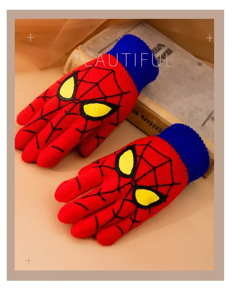 Diseny Spiderman Winter Children's Warm Gloves Marvel Anime Cartoon Knitted Gloves Cute Decoration Kids Christmas Gifts 5-10Y Diseny Spiderman Winter Children's Warm Gloves Marvel Anime Cartoon Knitted Gloves Cute Decoration Kids Christmas Gifts 5-10Y
