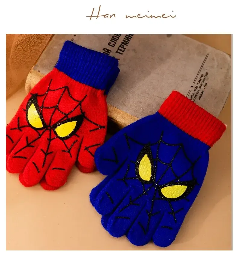 Diseny Spiderman Winter Children's Warm Gloves Marvel Anime Cartoon Knitted Gloves Cute Decoration Kids Christmas Gifts 5-10Y Diseny Spiderman Winter Children's Warm Gloves Marvel Anime Cartoon Knitted Gloves Cute Decoration Kids Christmas Gifts 5-10Y