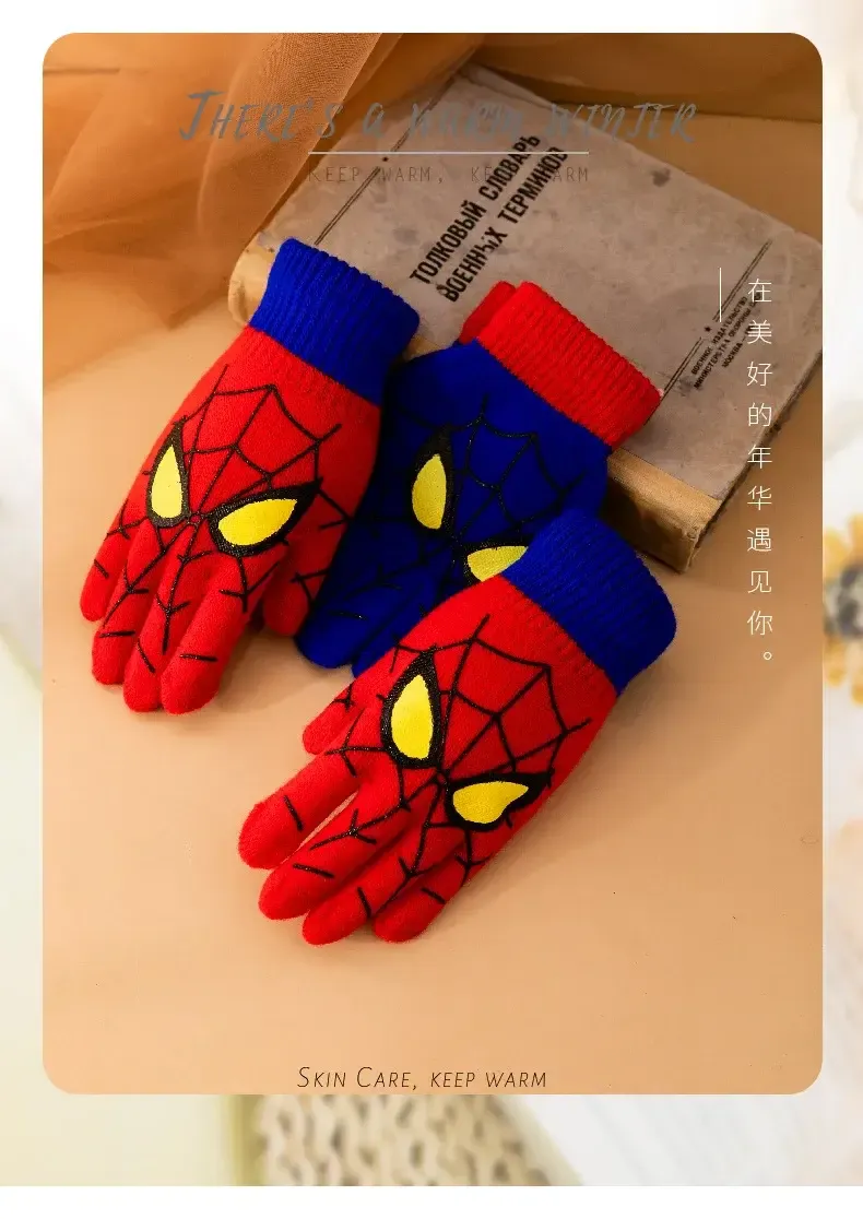 Diseny Spiderman Winter Children's Warm Gloves Marvel Anime Cartoon Knitted Gloves Cute Decoration Kids Christmas Gifts 5-10Y Diseny Spiderman Winter Children's Warm Gloves Marvel Anime Cartoon Knitted Gloves Cute Decoration Kids Christmas Gifts 5-10Y