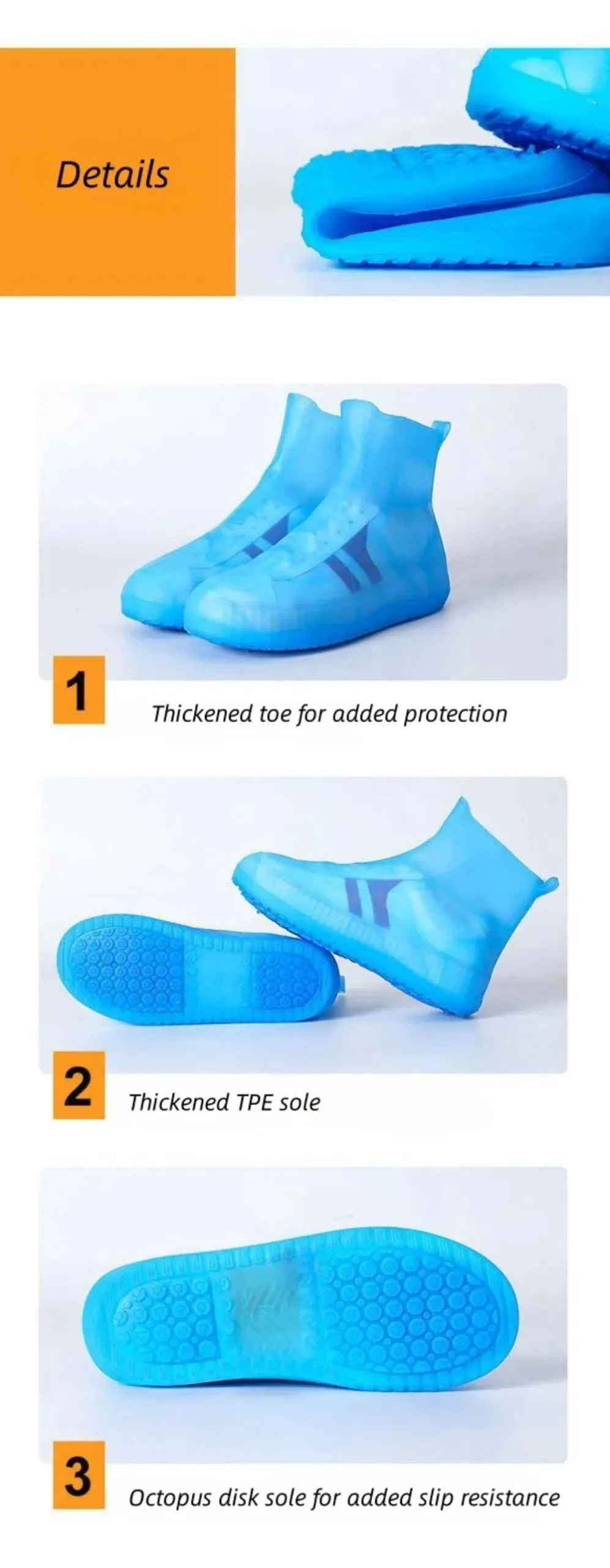 Waterproof Shoe Covers Silicone Anti-Slip Rain Boots Unisex Sneakers Protector For Outdoor Rainy Day Protectors Shoes Cover Waterproof Shoe Covers Silicone Anti-Slip Rain Boots Unisex Sneakers Protector For Outdoor Rainy Day Protectors Shoes Cover