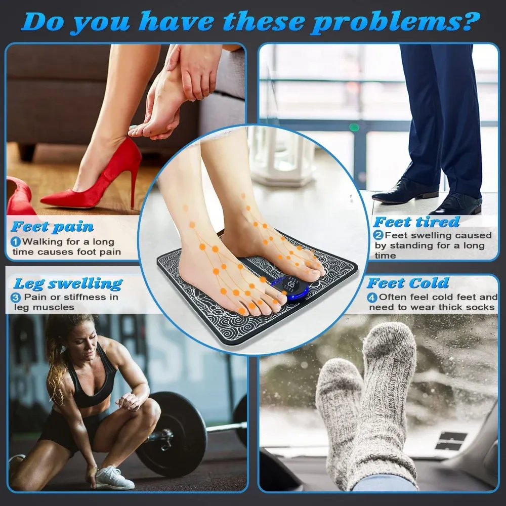 Electric EMS Foot Massager Pad Relief Pain Relax Feet Acupoints Massage Mat Shock Muscle Stimulation Improve Blood Circulation Electric EMS Foot Massager Pad Relief Pain Relax Feet Acupoints Massage Mat Shock Muscle Stimulation Improve Blood Circulation