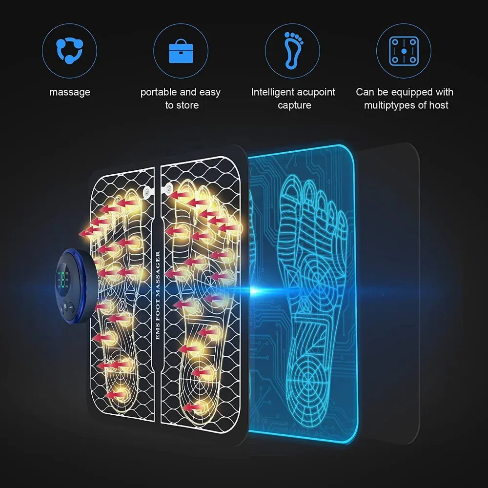 Electric EMS Foot Massager Pad Relief Pain Relax Feet Acupoints Massage Mat Shock Muscle Stimulation Improve Blood Circulation Electric EMS Foot Massager Pad Relief Pain Relax Feet Acupoints Massage Mat Shock Muscle Stimulation Improve Blood Circulation
