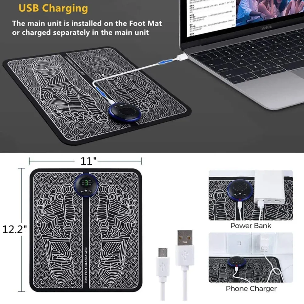 Electric EMS Foot Massager Pad Relief Pain Relax Feet Acupoints Massage Mat Shock Muscle Stimulation Improve Blood Circulation Electric EMS Foot Massager Pad Relief Pain Relax Feet Acupoints Massage Mat Shock Muscle Stimulation Improve Blood Circulation