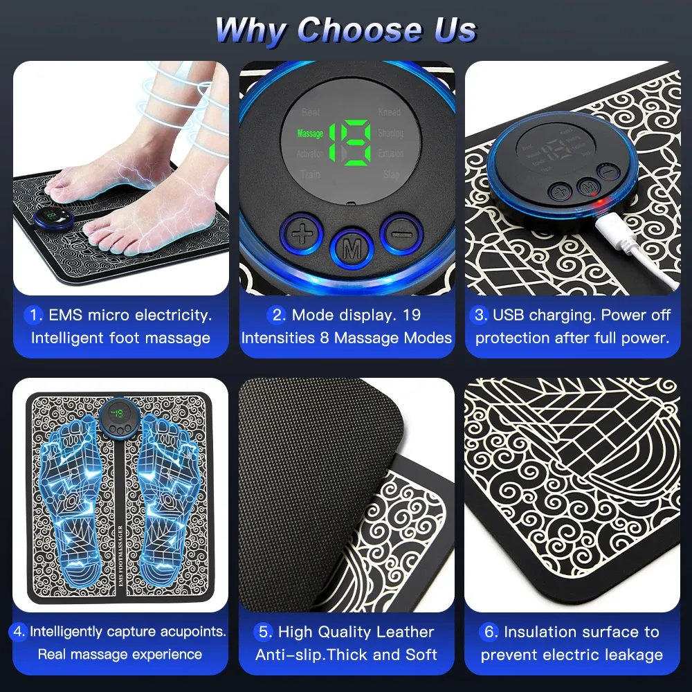 Electric EMS Foot Massager Pad Relief Pain Relax Feet Acupoints Massage Mat Shock Muscle Stimulation Improve Blood Circulation Electric EMS Foot Massager Pad Relief Pain Relax Feet Acupoints Massage Mat Shock Muscle Stimulation Improve Blood Circulation