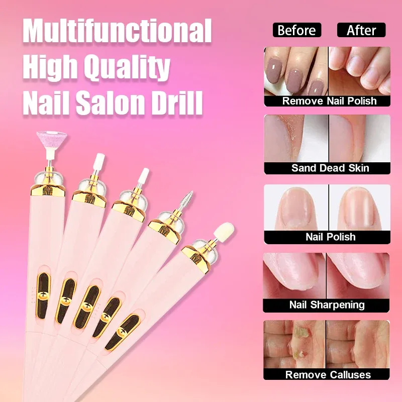5 in 1 Electric Nail Polish Drill Machine With Light Portable Mini Electric Manicure Art Pen Tools For Gel Remover 5 in 1 Electric Nail Polish Drill Machine With Light Portable Mini Electric Manicure Art Pen Tools For Gel Remover