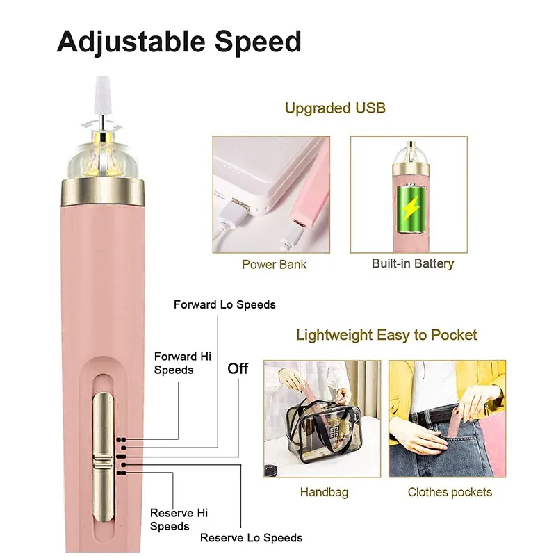 5 in 1 Electric Nail Polish Drill Machine With Light Portable Mini Electric Manicure Art Pen Tools For Gel Remover 5 in 1 Electric Nail Polish Drill Machine With Light Portable Mini Electric Manicure Art Pen Tools For Gel Remover