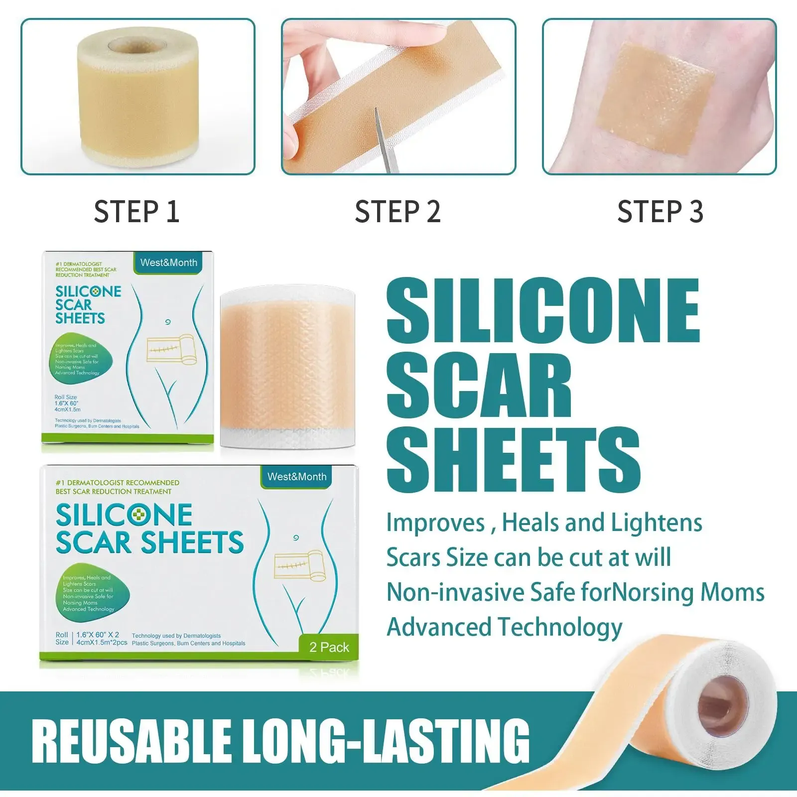 Silicone Scar Patch Skin Repair Sheets Removal Self-Adhesive Stretch Mark Tape Therapy Patch Burn Acne Scar Skin Care Silicone Scar Patch Skin Repair Sheets Removal Self-Adhesive Stretch Mark Tape Therapy Patch Burn Acne Scar Skin Care