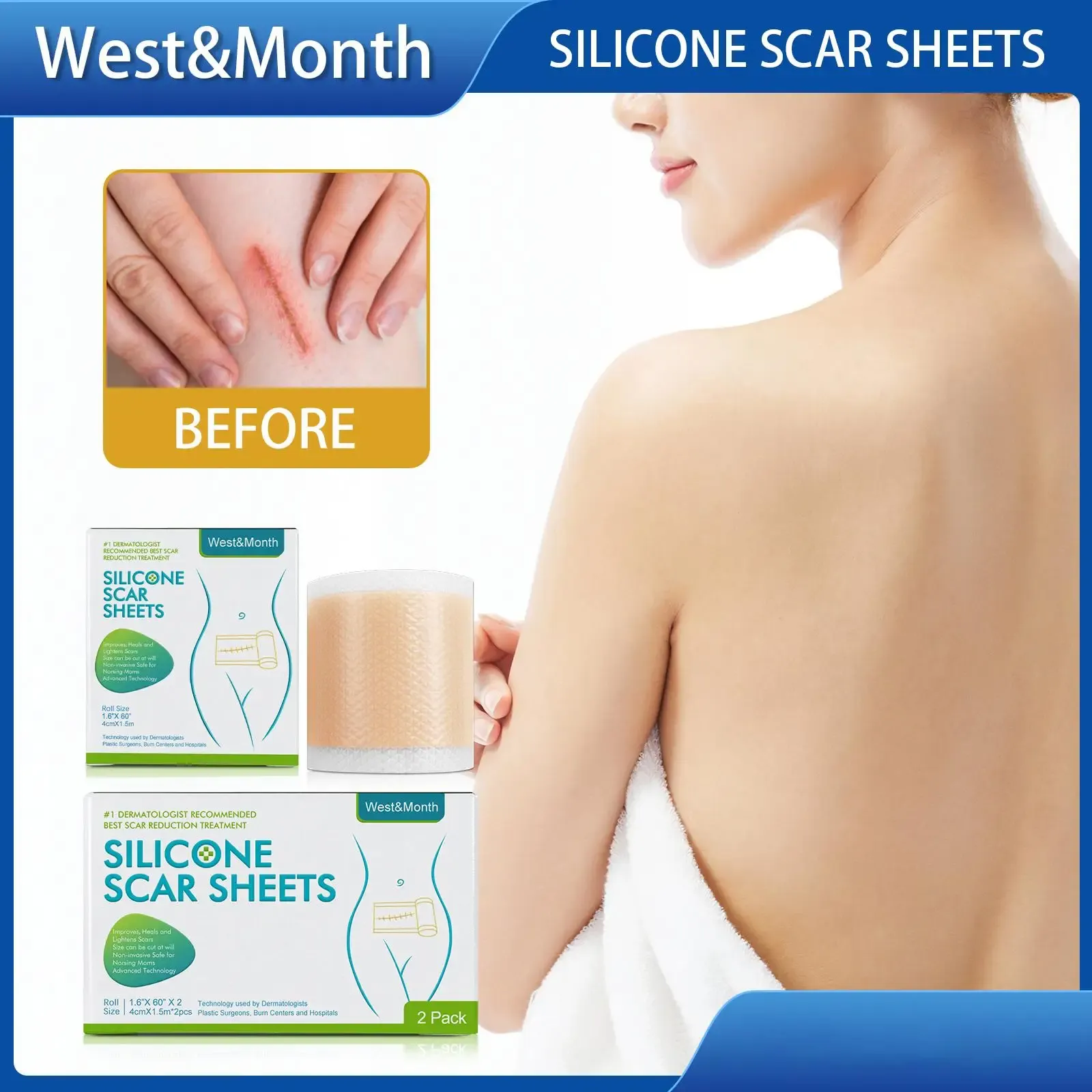 Silicone Scar Patch Skin Repair Sheets Removal Self-Adhesive Stretch Mark Tape Therapy Patch Burn Acne Scar Skin Care Silicone Scar Patch Skin Repair Sheets Removal Self-Adhesive Stretch Mark Tape Therapy Patch Burn Acne Scar Skin Care