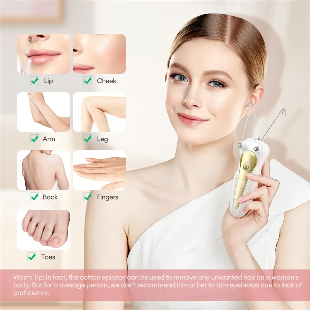 Electric Body Hair Remover Women's Cotton Thread Leg Arm Shaver Razor Lady Beauty Neck Rechargeable Hair Epilator Electric Body Hair Remover Women's Cotton Thread Leg Arm Shaver Razor Lady Beauty Neck Rechargeable Hair Epilator