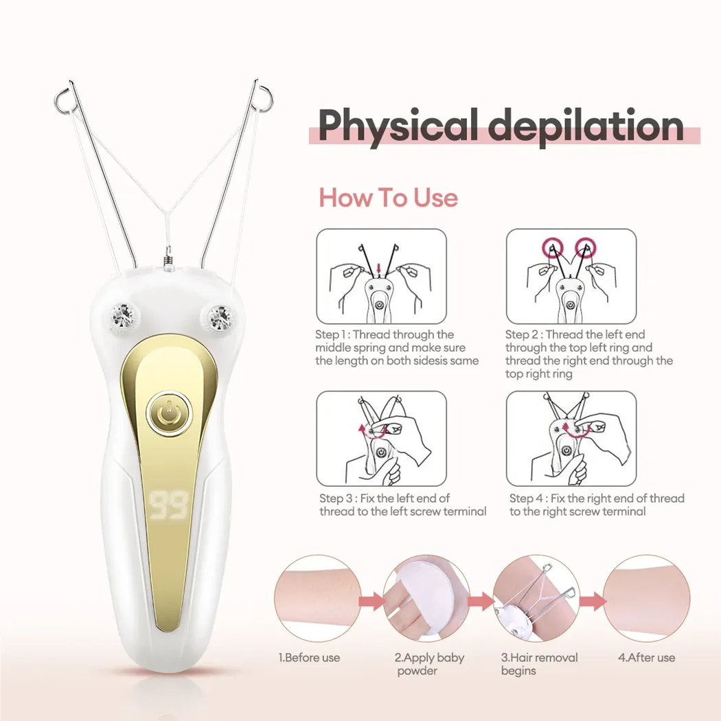 Electric Body Hair Remover Women's Cotton Thread Leg Arm Shaver Razor Lady Beauty Neck Rechargeable Hair Epilator Electric Body Hair Remover Women's Cotton Thread Leg Arm Shaver Razor Lady Beauty Neck Rechargeable Hair Epilator