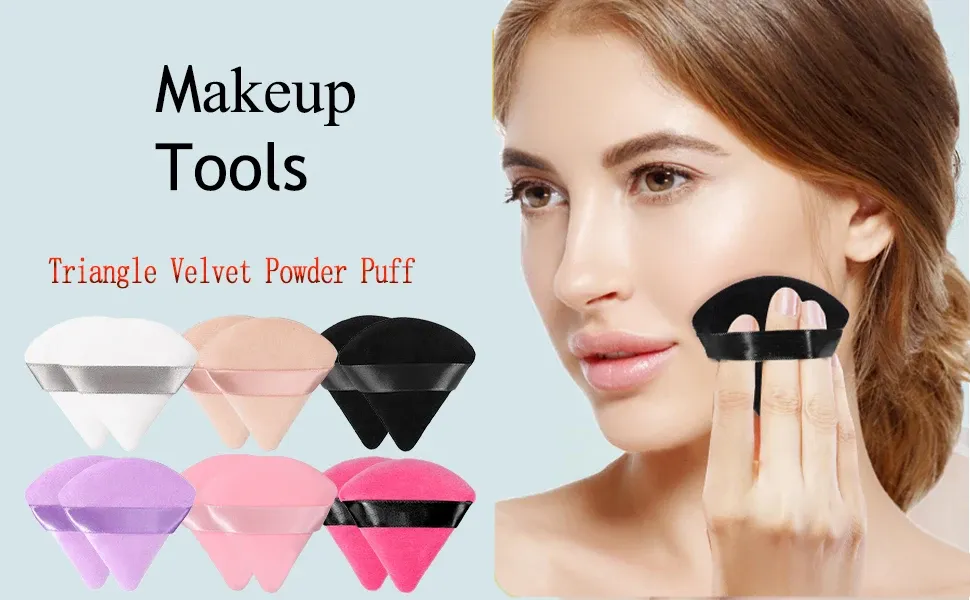 Wholesale 50Pcs Triangle Velvet Powder Puff Pizza Flours Mini Face Makeup Sponge Cosmetics Washable Lightweight Makeup Tool Wholesale 50Pcs Triangle Velvet Powder Puff Pizza Flours Mini Face Makeup Sponge Cosmetics Washable Lightweight Makeup Tool
