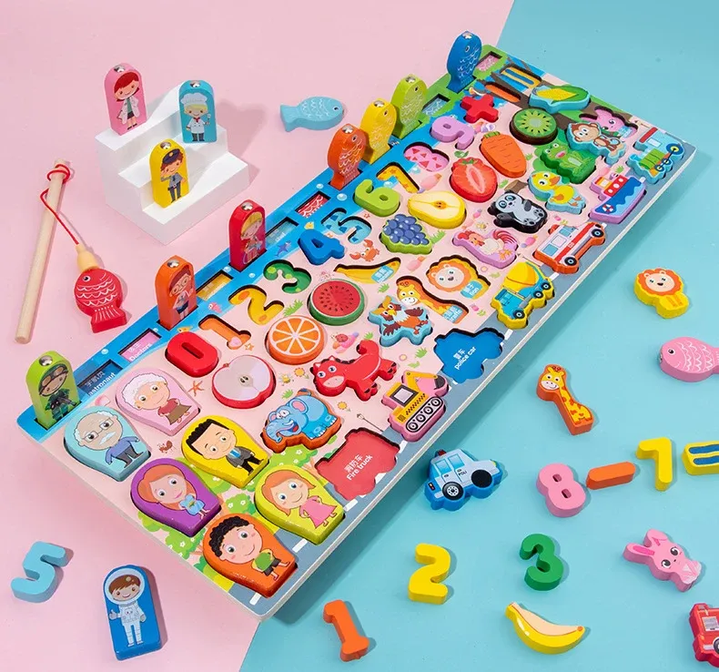 Kids Montessori Educational Wooden Math Toys Children Busy Board Count Shape Colors Match Fishing Puzzle Learning Toys Gifts Kids Montessori Educational Wooden Math Toys Children Busy Board Count Shape Colors Match Fishing Puzzle Learning Toys Gifts