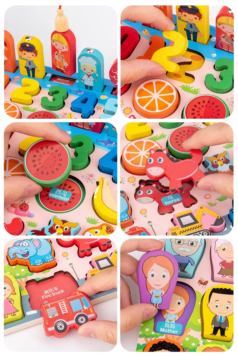 Kids Montessori Educational Wooden Math Toys Children Busy Board Count Shape Colors Match Fishing Puzzle Learning Toys Gifts Kids Montessori Educational Wooden Math Toys Children Busy Board Count Shape Colors Match Fishing Puzzle Learning Toys Gifts