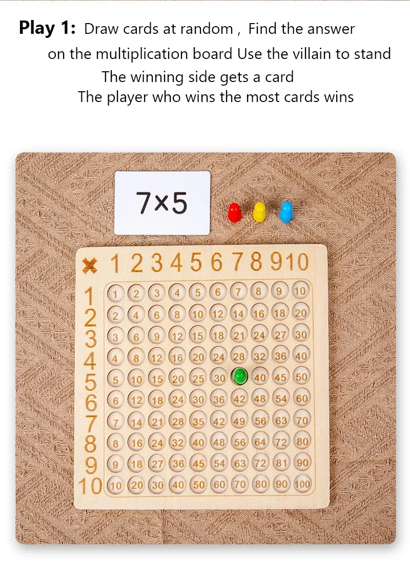 99 Multiplication Board Game Wooden Montessori Kids Learning Educational Toys Math Counting Hundred Board Interactive Thinking 99 Multiplication Board Game Wooden Montessori Kids Learning Educational Toys Math Counting Hundred Board Interactive Thinking