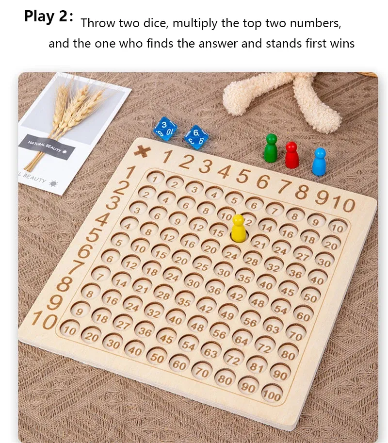 99 Multiplication Board Game Wooden Montessori Kids Learning Educational Toys Math Counting Hundred Board Interactive Thinking 99 Multiplication Board Game Wooden Montessori Kids Learning Educational Toys Math Counting Hundred Board Interactive Thinking