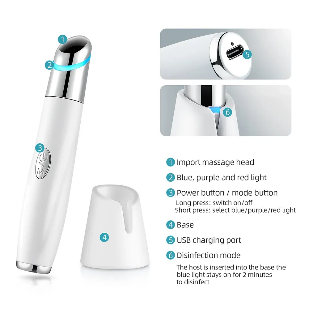 IPL Vibration Eye Massager Anti Dark Circle Blue Light Anti Wrinkle Eye Massage Pen Hot Compress Eye Beauty Care Device IPL Vibration Eye Massager Anti Dark Circle Blue Light Anti Wrinkle Eye Massage Pen Hot Compress Eye Beauty Care Device