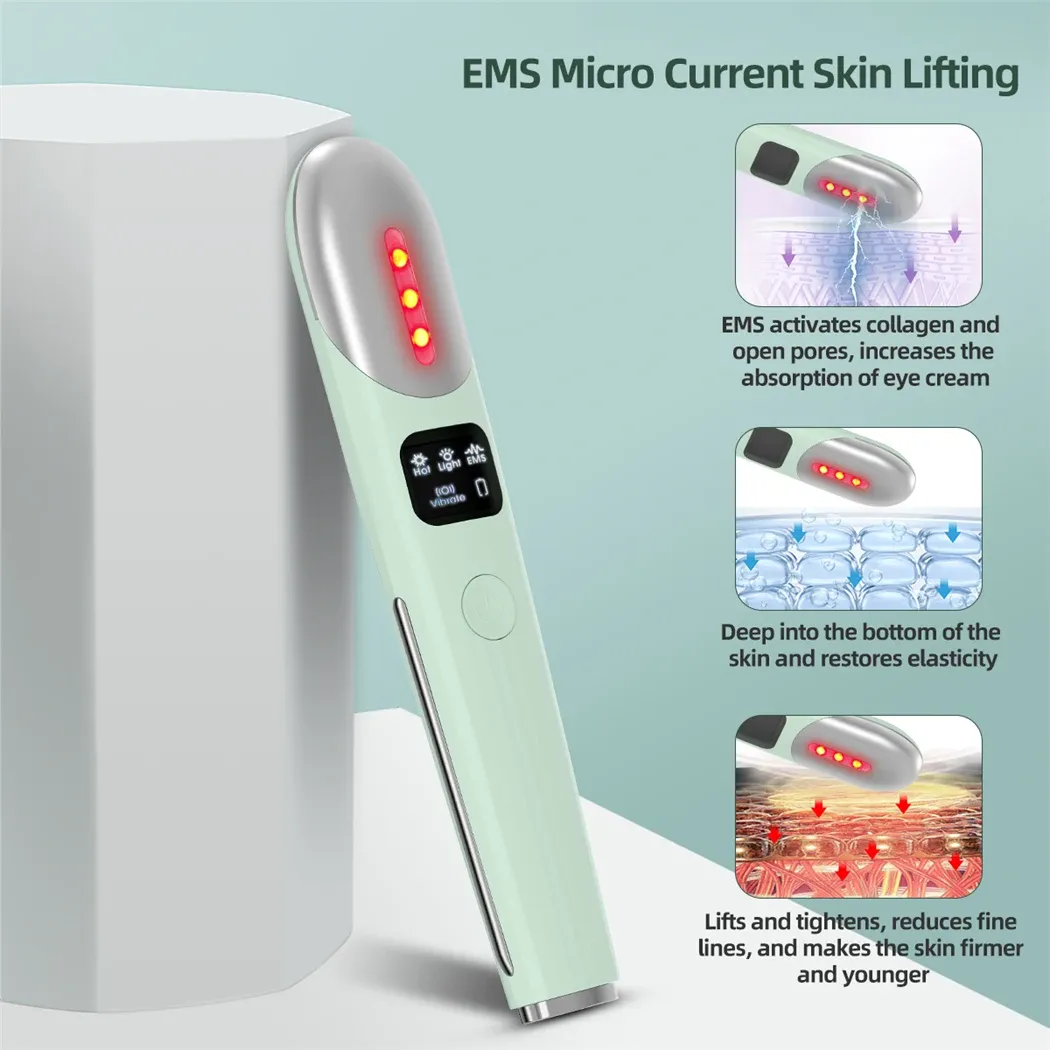 EMS Eye Massager Red Light Therapy Vibration Lip and Eye Massage Tool with Hot Compress Reduce Wrinkles Anti Dark Circles EMS Eye Massager Red Light Therapy Vibration Lip and Eye Massage Tool with Hot Compress Reduce Wrinkles Anti Dark Circles