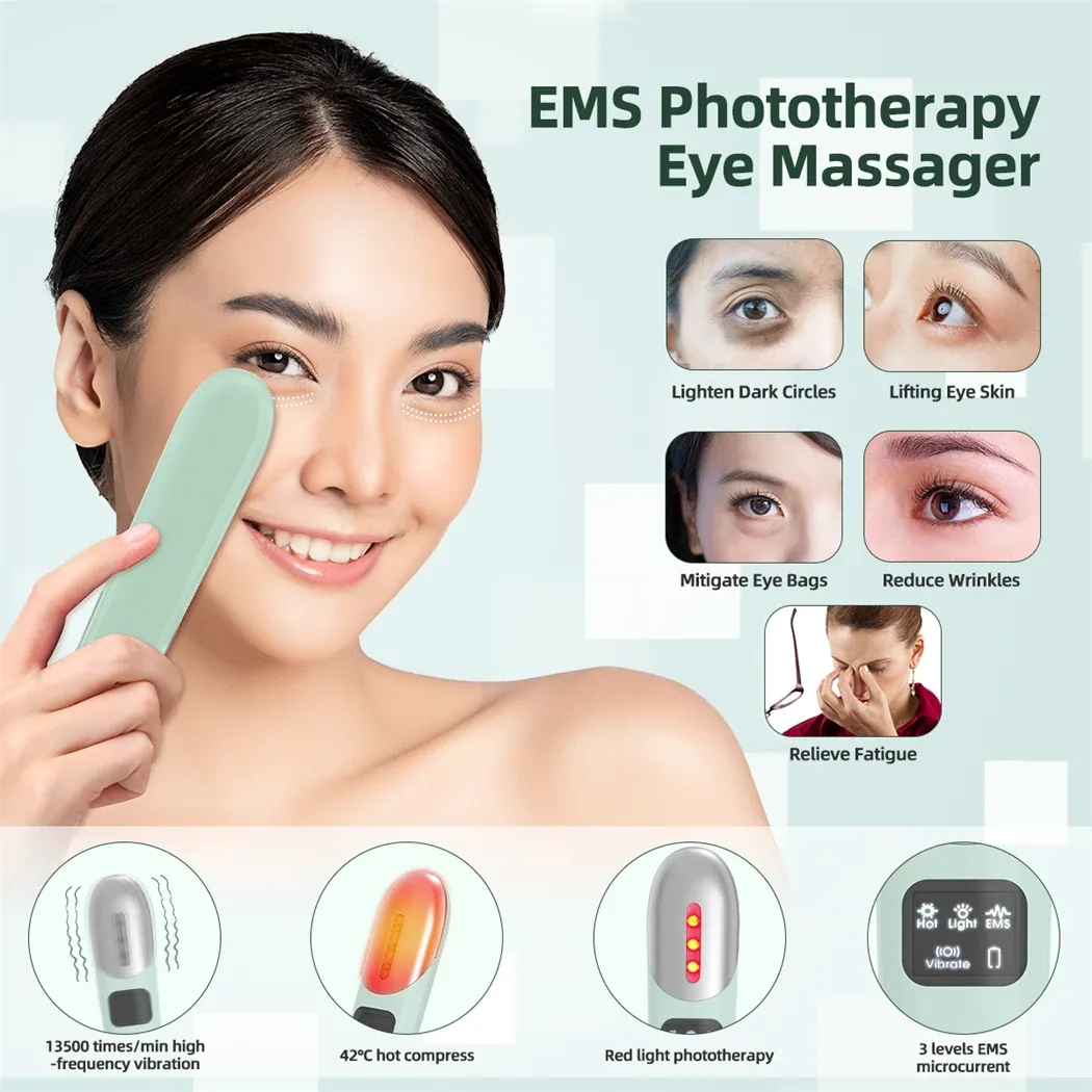 EMS Eye Massager Red Light Therapy Vibration Lip and Eye Massage Tool with Hot Compress Reduce Wrinkles Anti Dark Circles EMS Eye Massager Red Light Therapy Vibration Lip and Eye Massage Tool with Hot Compress Reduce Wrinkles Anti Dark Circles