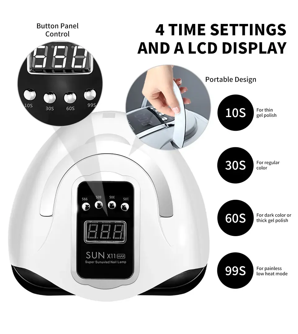 SUN X11 MAX Professional Nail Drying Lamp for Manicure 280W Nails Gel Polish Drying Machine with Auto Sensor UV LED Nail Lamp SUN X11 MAX Professional Nail Drying Lamp for Manicure 280W Nails Gel Polish Drying Machine with Auto Sensor UV LED Nail Lamp