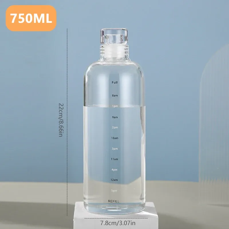 500/750ml Large Capacity Glass Water Bottle With Time Marker Cover For Water Drink Transparent Milk Juice Cup Simple Cup Gift 500/750ml Large Capacity Glass Water Bottle With Time Marker Cover For Water Drink Transparent Milk Juice Cup Simple Cup Gift