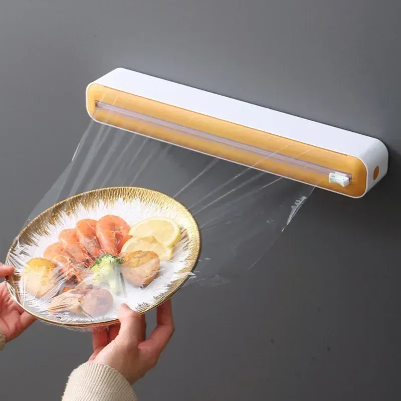 2 In 1 Food Film Dispenser Wrap Dispenser With Cutter Storage Box Aluminum Foil Stretch Film Cutter Kitchen Accessories 2 In 1 Food Film Dispenser Wrap Dispenser With Cutter Storage Box Aluminum Foil Stretch Film Cutter Kitchen Accessories