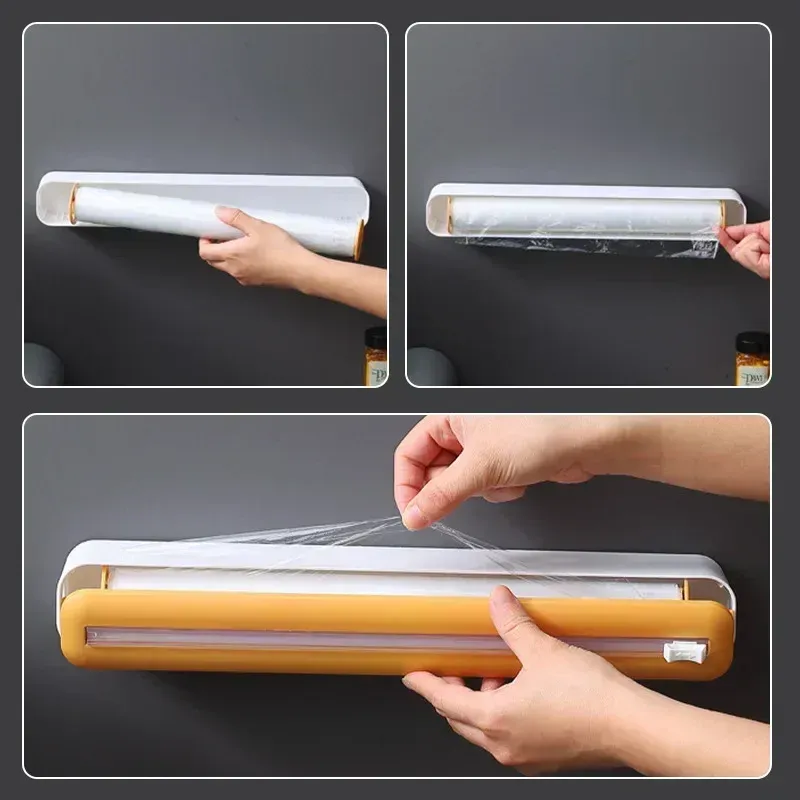 2 In 1 Food Film Dispenser Wrap Dispenser With Cutter Storage Box Aluminum Foil Stretch Film Cutter Kitchen Accessories 2 In 1 Food Film Dispenser Wrap Dispenser With Cutter Storage Box Aluminum Foil Stretch Film Cutter Kitchen Accessories