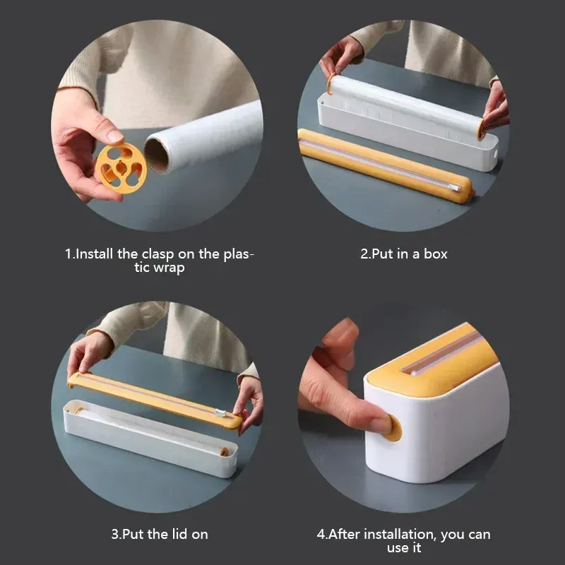 2 In 1 Food Film Dispenser Wrap Dispenser With Cutter Storage Box Aluminum Foil Stretch Film Cutter Kitchen Accessories 2 In 1 Food Film Dispenser Wrap Dispenser With Cutter Storage Box Aluminum Foil Stretch Film Cutter Kitchen Accessories