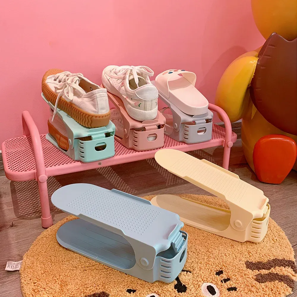 6Pcs Durable Adjustable Shoe Organizer Footwear Support Slot Space Saving Cabinet Closet Stand Shoes Storage Rack Shoebox 6Pcs Durable Adjustable Shoe Organizer Footwear Support Slot Space Saving Cabinet Closet Stand Shoes Storage Rack Shoebox