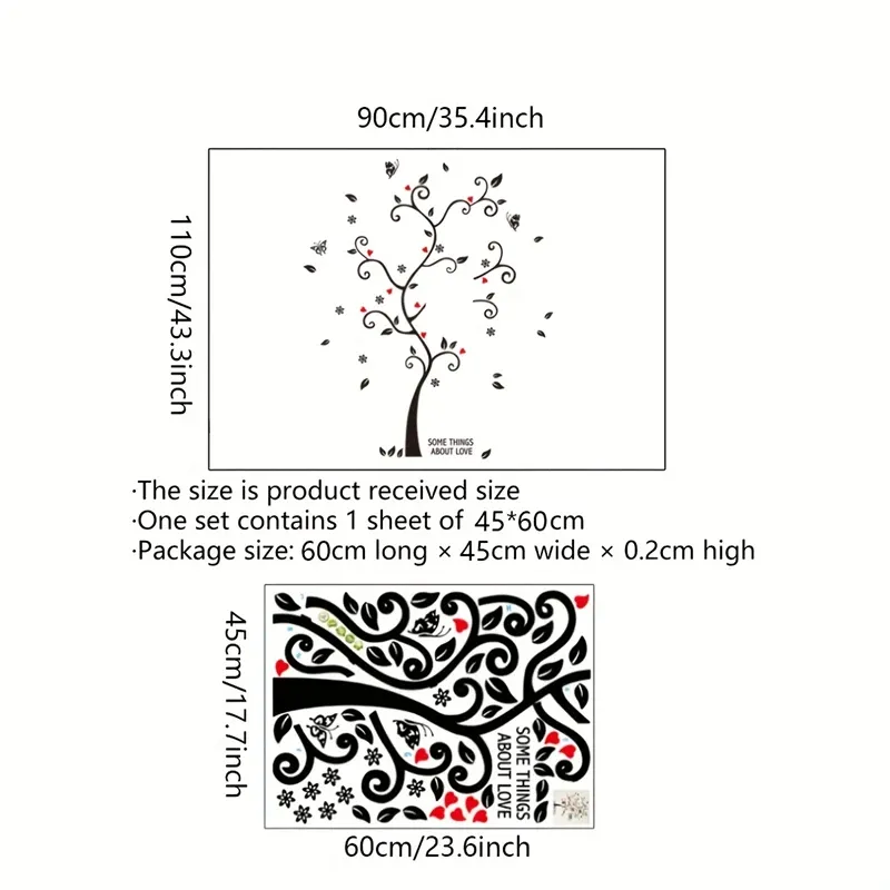 Beautiful Love Tree Sticker Decoration Living Room, Bedroom, Glass Showcase Window, Self Adhesive Wall Sticker Beautiful Love Tree Sticker Decoration Living Room, Bedroom, Glass Showcase Window, Self Adhesive Wall Sticker