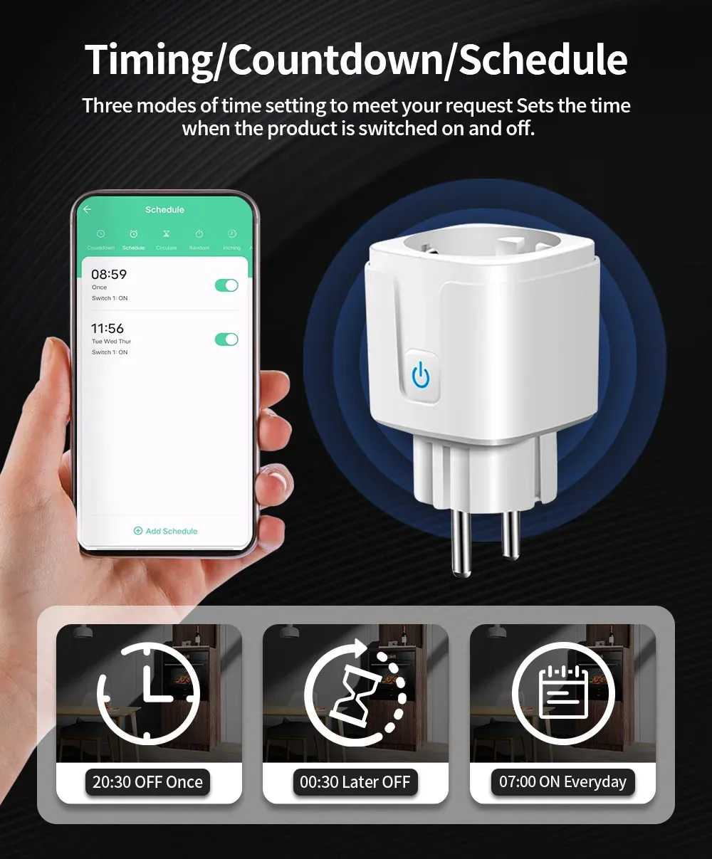 TUYA Smart Plug WiFiSocket EU 16A/20A With Power Monitor Timing Function Voice Control Works With Alexa GoogleHome TUYA Smart Plug WiFiSocket EU 16A/20A With Power Monitor Timing Function Voice Control Works With Alexa GoogleHome