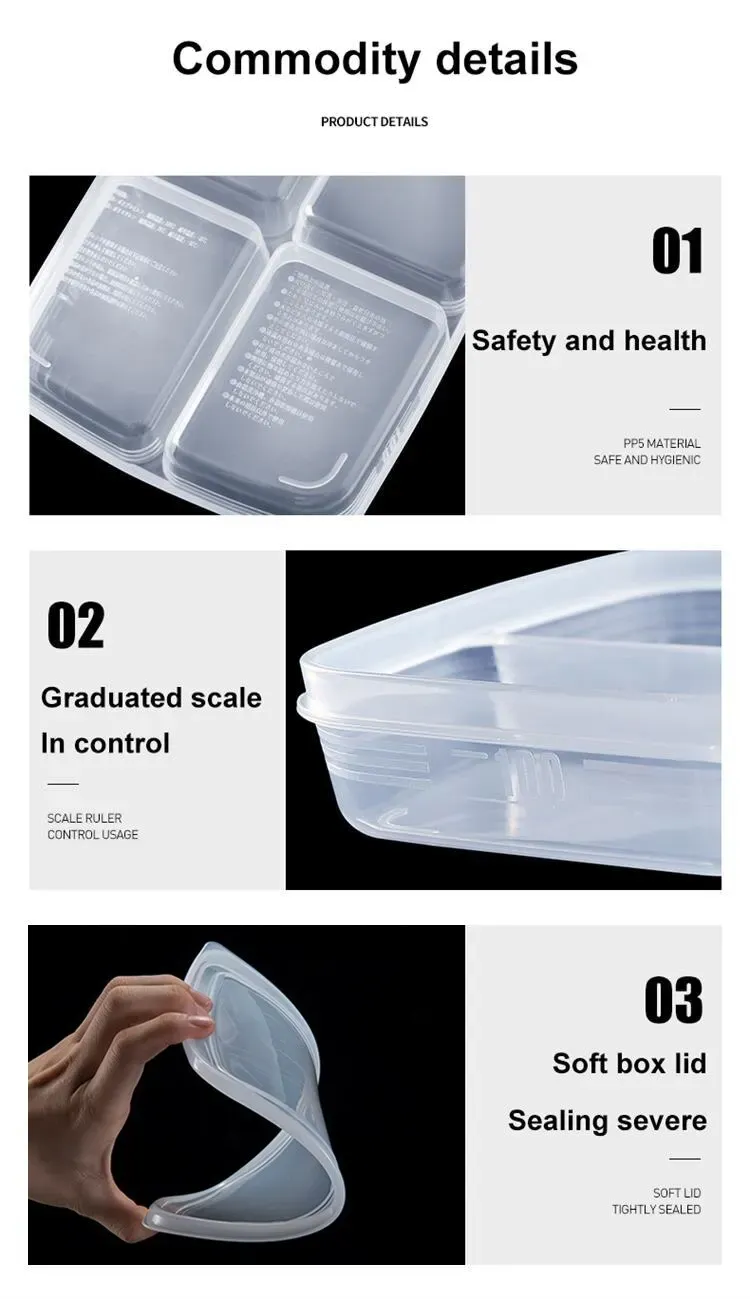 Transparent Four Grid Refrigerator Large Capacity Storage Box Frozen Meat Compartment Food Sub-packed Kitchen Tools Transparent Four Grid Refrigerator Large Capacity Storage Box Frozen Meat Compartment Food Sub-packed Kitchen Tools