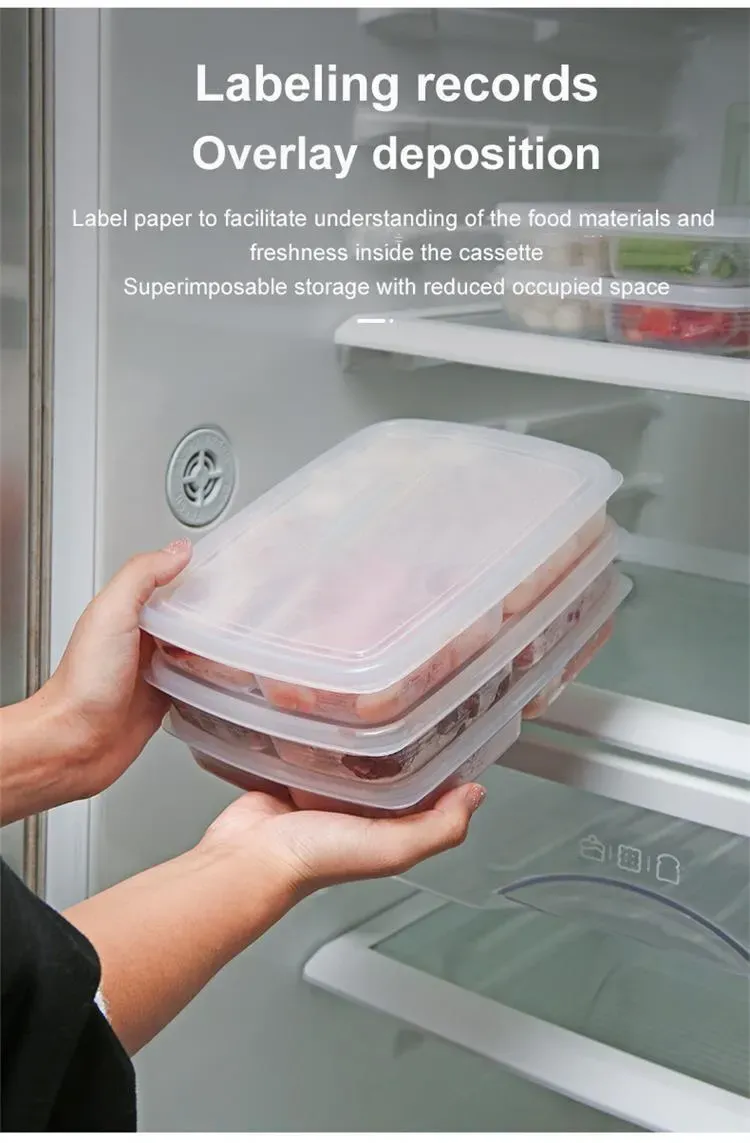 Transparent Four Grid Refrigerator Large Capacity Storage Box Frozen Meat Compartment Food Sub-packed Kitchen Tools Transparent Four Grid Refrigerator Large Capacity Storage Box Frozen Meat Compartment Food Sub-packed Kitchen Tools
