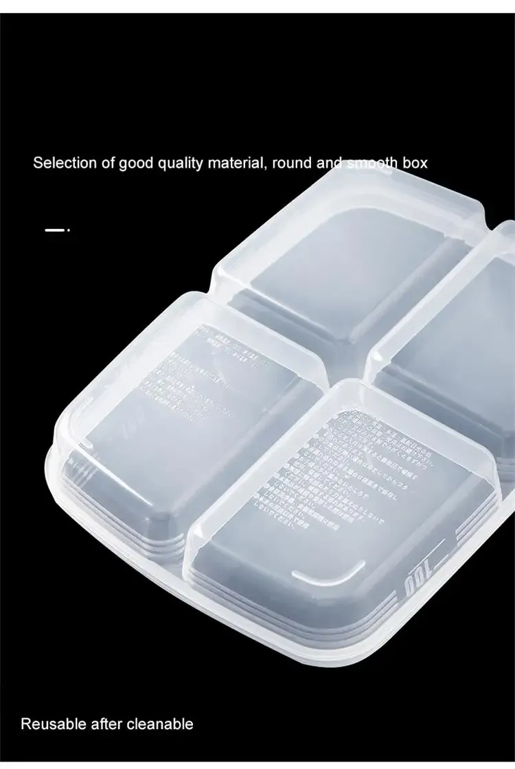 Transparent Four Grid Refrigerator Large Capacity Storage Box Frozen Meat Compartment Food Sub-packed Kitchen Tools