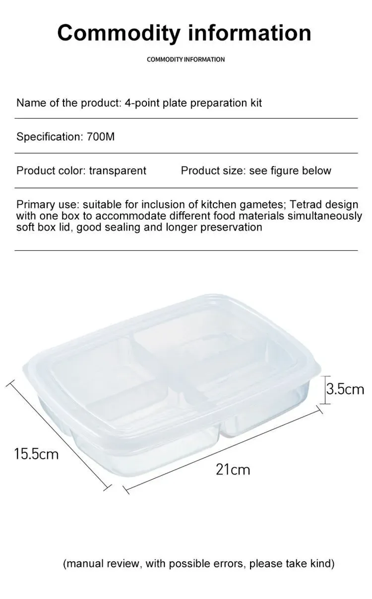 Transparent Four Grid Refrigerator Large Capacity Storage Box Frozen Meat Compartment Food Sub-packed Kitchen Tools Transparent Four Grid Refrigerator Large Capacity Storage Box Frozen Meat Compartment Food Sub-packed Kitchen Tools