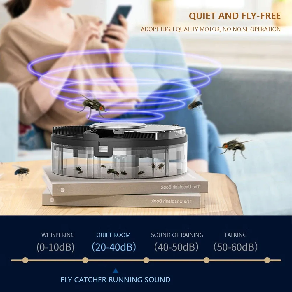 Automatic Fly Catcher USB Rechargeable Plug-In Physical Fly Catching Kitchen Flytrap Quiet Pest Catcher Insect Reject 1200mAh Automatic Fly Catcher USB Rechargeable Plug-In Physical Fly Catching Kitchen Flytrap Quiet Pest Catcher Insect Reject 1200mAh