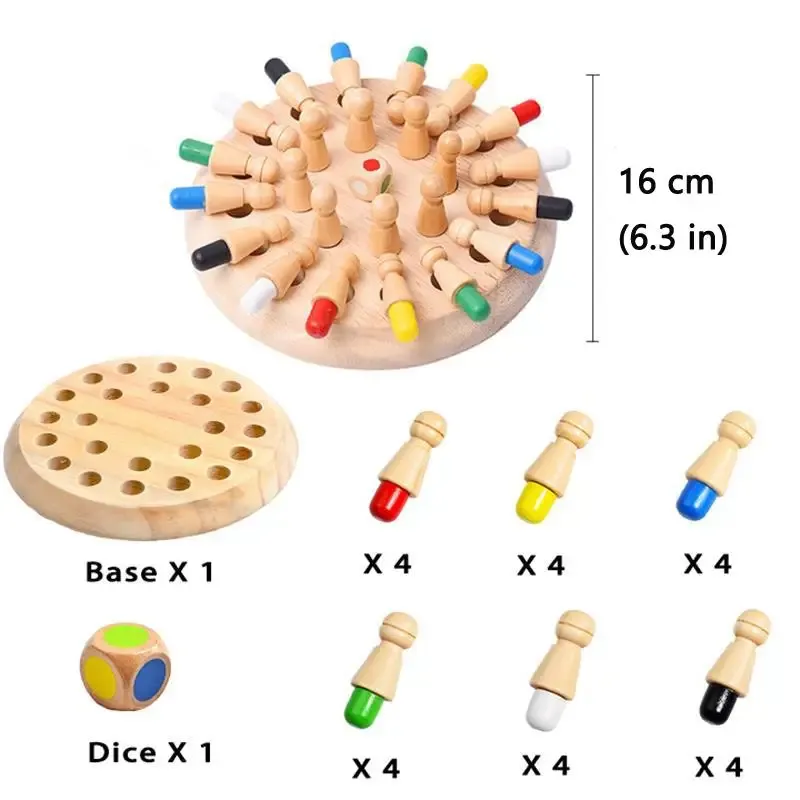 Wooden Puzzle Toys Montessori Educational Learning Color Sensory BeBe Memory Match Stick Chess Party Game Children Kids