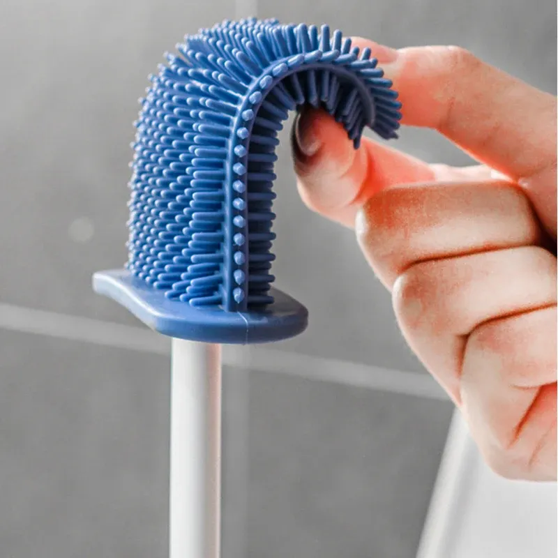 Wall Hanging Toilet Brush with Holder Long Handled Silicone Toilet Brush Soft Bristles WC Cleaning Brush Bathroom Accessories Wall Hanging Toilet Brush with Holder Long Handled Silicone Toilet Brush Soft Bristles WC Cleaning Brush Bathroom Accessories