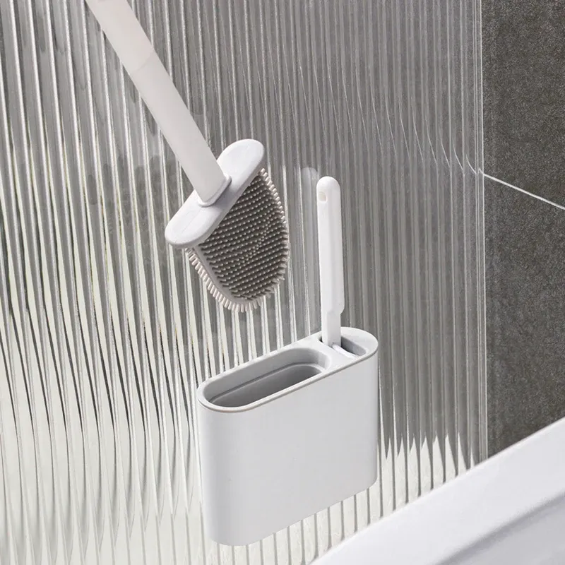 Wall Hanging Toilet Brush with Holder Long Handled Silicone Toilet Brush Soft Bristles WC Cleaning Brush Bathroom Accessories Wall Hanging Toilet Brush with Holder Long Handled Silicone Toilet Brush Soft Bristles WC Cleaning Brush Bathroom Accessories